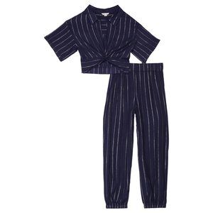 HABITUAL girl Girl's Cover-Up Pants Set (Big Kids) Navy 16 (Big Kids)